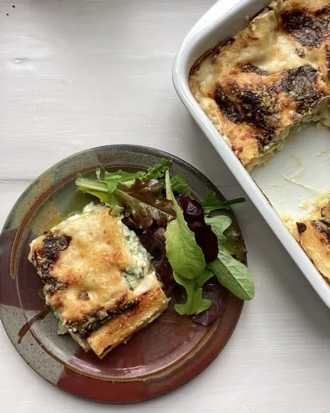 Rachel Roddy's Creation for Lasagna with Zucchini and Cheese Medley